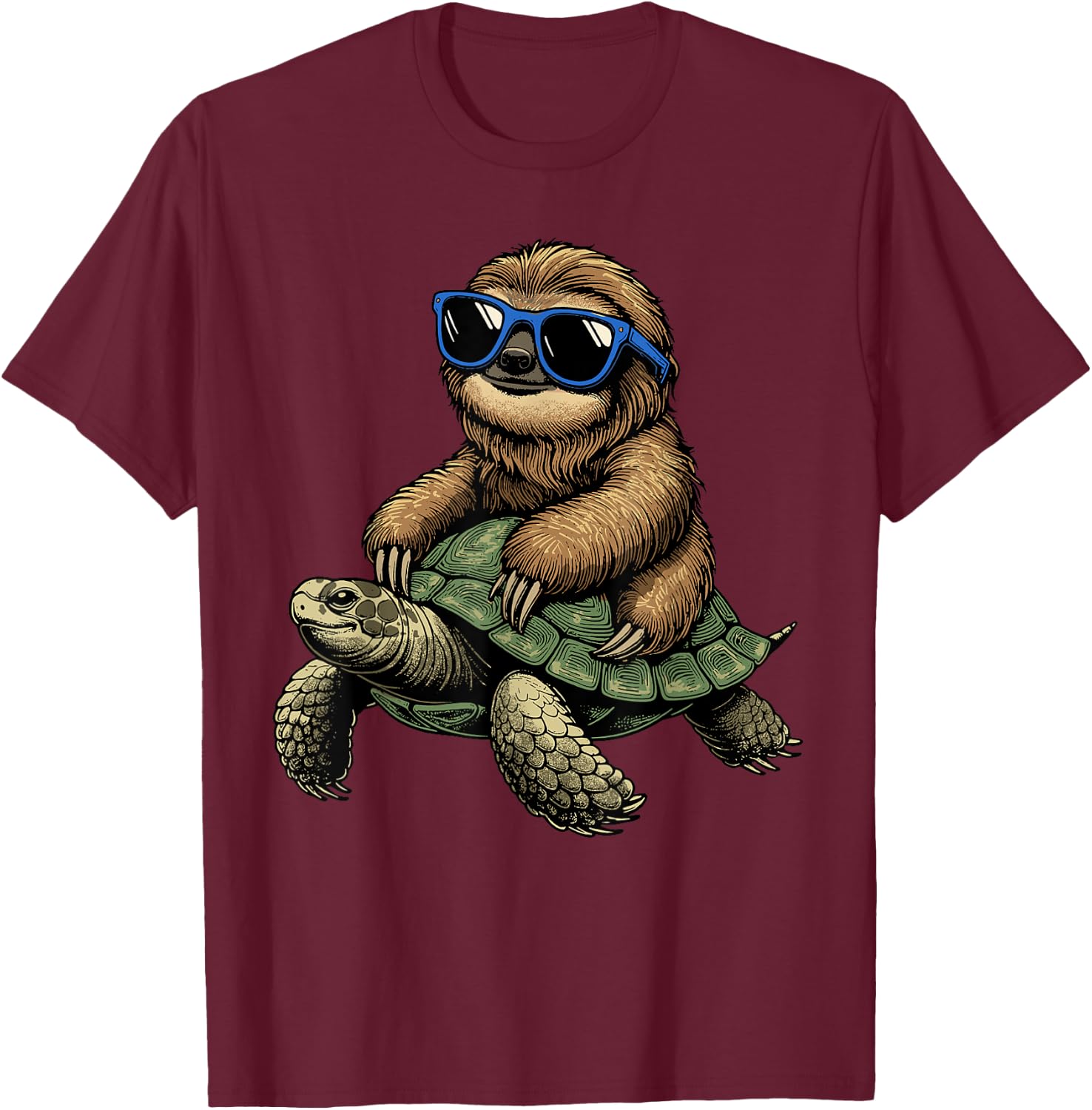 Sloth Turtle Shirt Sloth Riding Tortoise Speed is Relative T-Shirt - T-Shirt | Maroon
