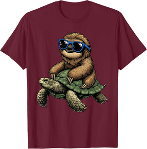 Sloth Turtle Shirt Sloth Riding Tortoise Speed is Relative T-Shirt - T-Shirt | Maroon