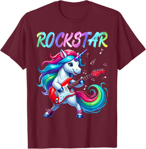 Unicorn Rock Star Guitar Rockin' Music Singer T-Shirt - T-Shirt | Maroon