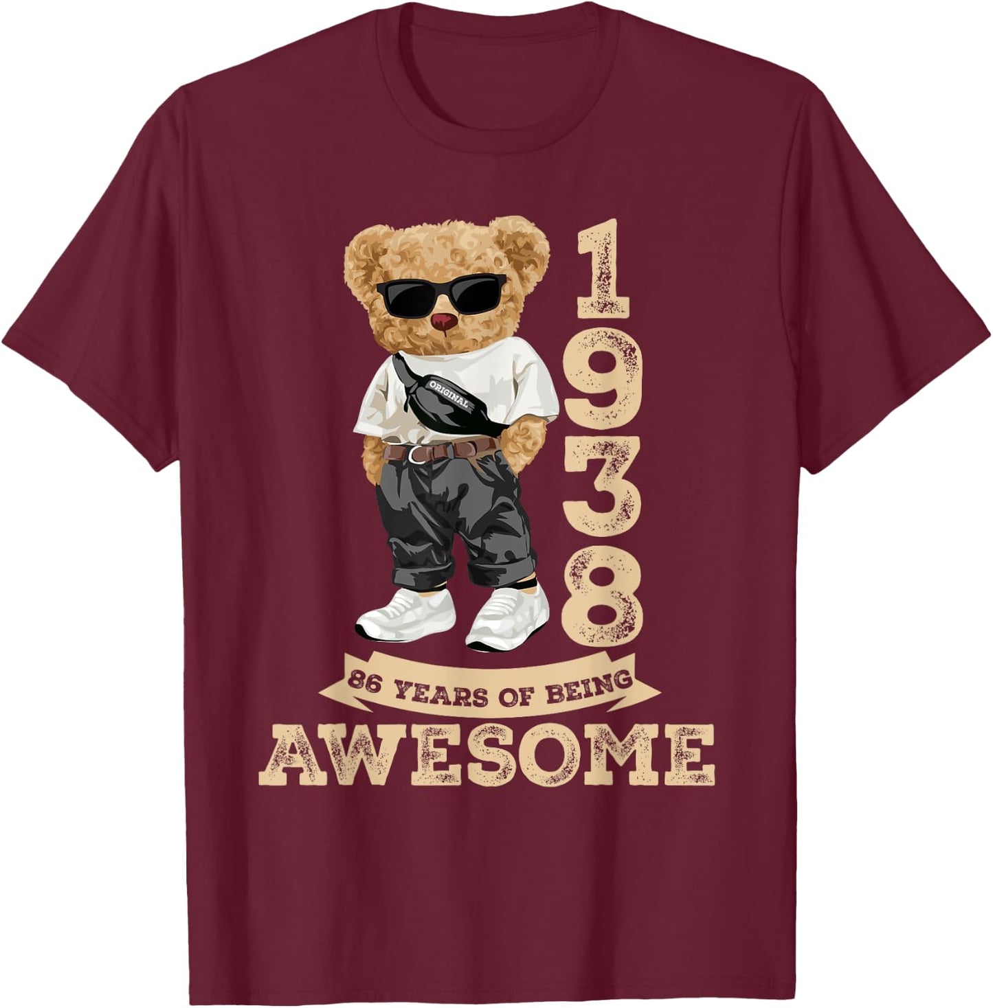 Awesome Since 1938 Retro Men Women 86th Birthday Gifts Funny T-Shirt - T-Shirt | Maroon