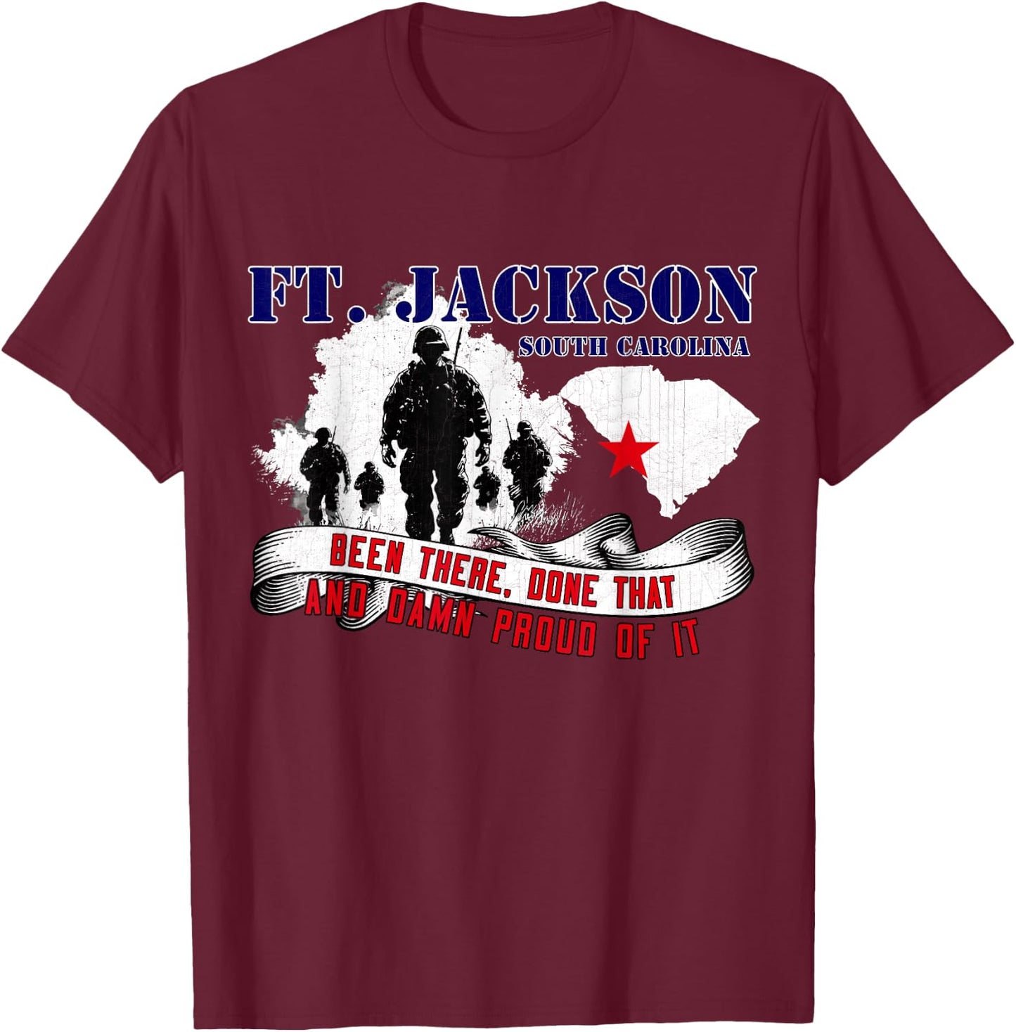 Fort Jackson South Carolina US Military Base Veterans Day T-Shirt - T-Shirt | Maroon