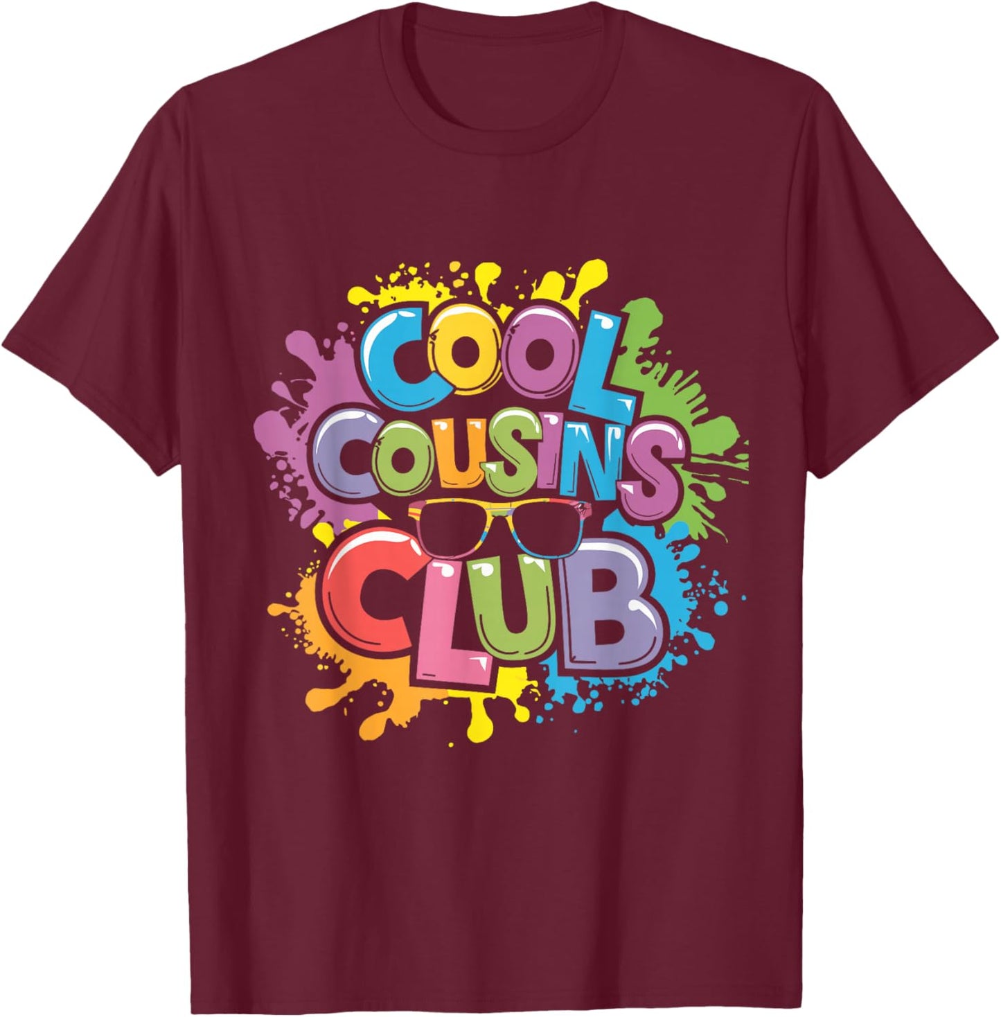 Funny Cool Cousins Club -Adults, -Kids Club - Black - Small - Short Sleeve - Modern Playful - Family Crew Graphic T-Shirt - T-Shirt | Maroon