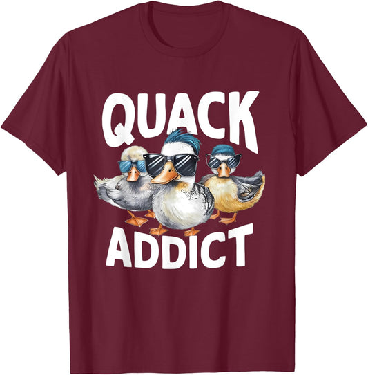 Quack Addict Funny Mallard Duck Lover T-Shirt - T-Shirt | Maroon