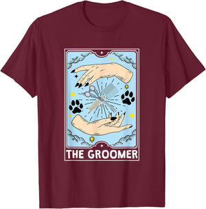 The Groomer Tarot Card, Dog Groomer T-Shirt - T-Shirt | Maroon