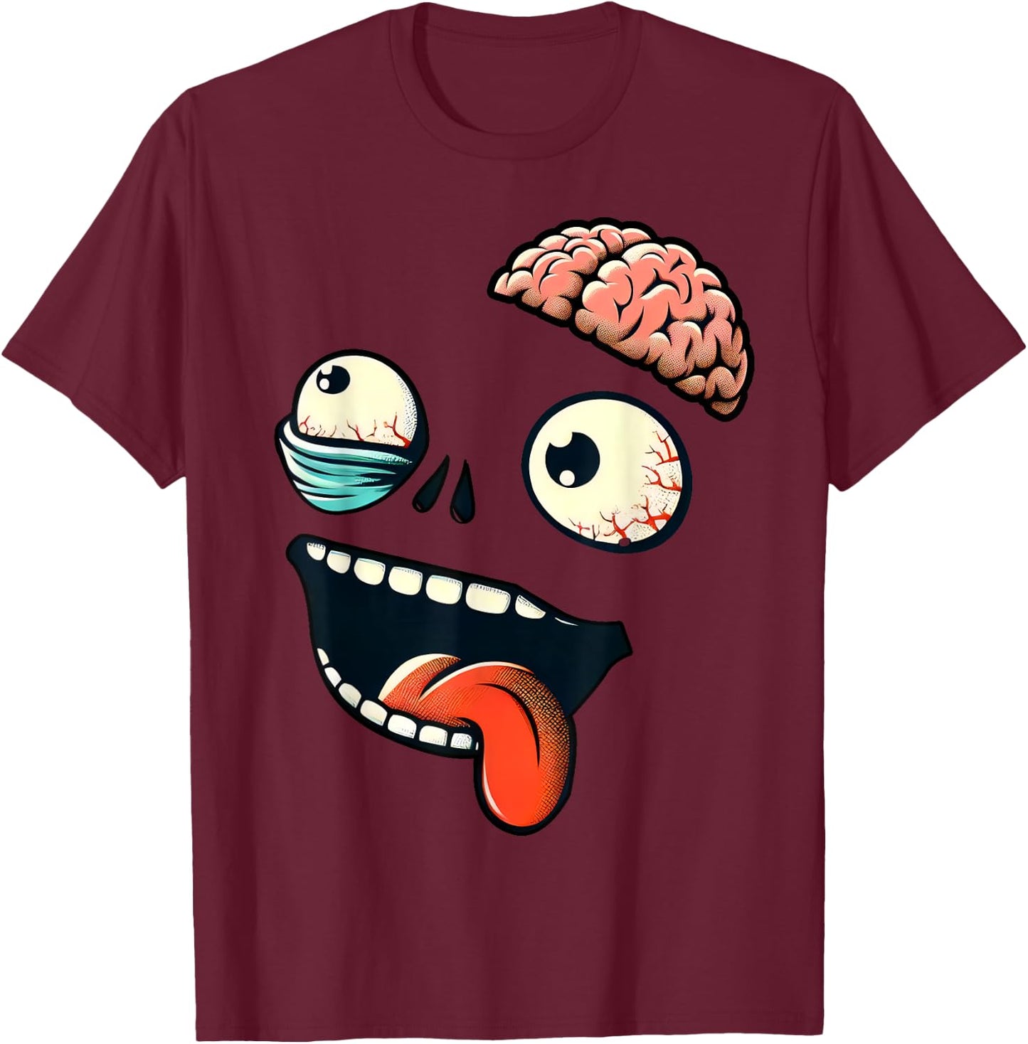 Monster Face Halloween Matching Costume Zombie Boy Girl Kid T-Shirt - T-Shirt | Maroon