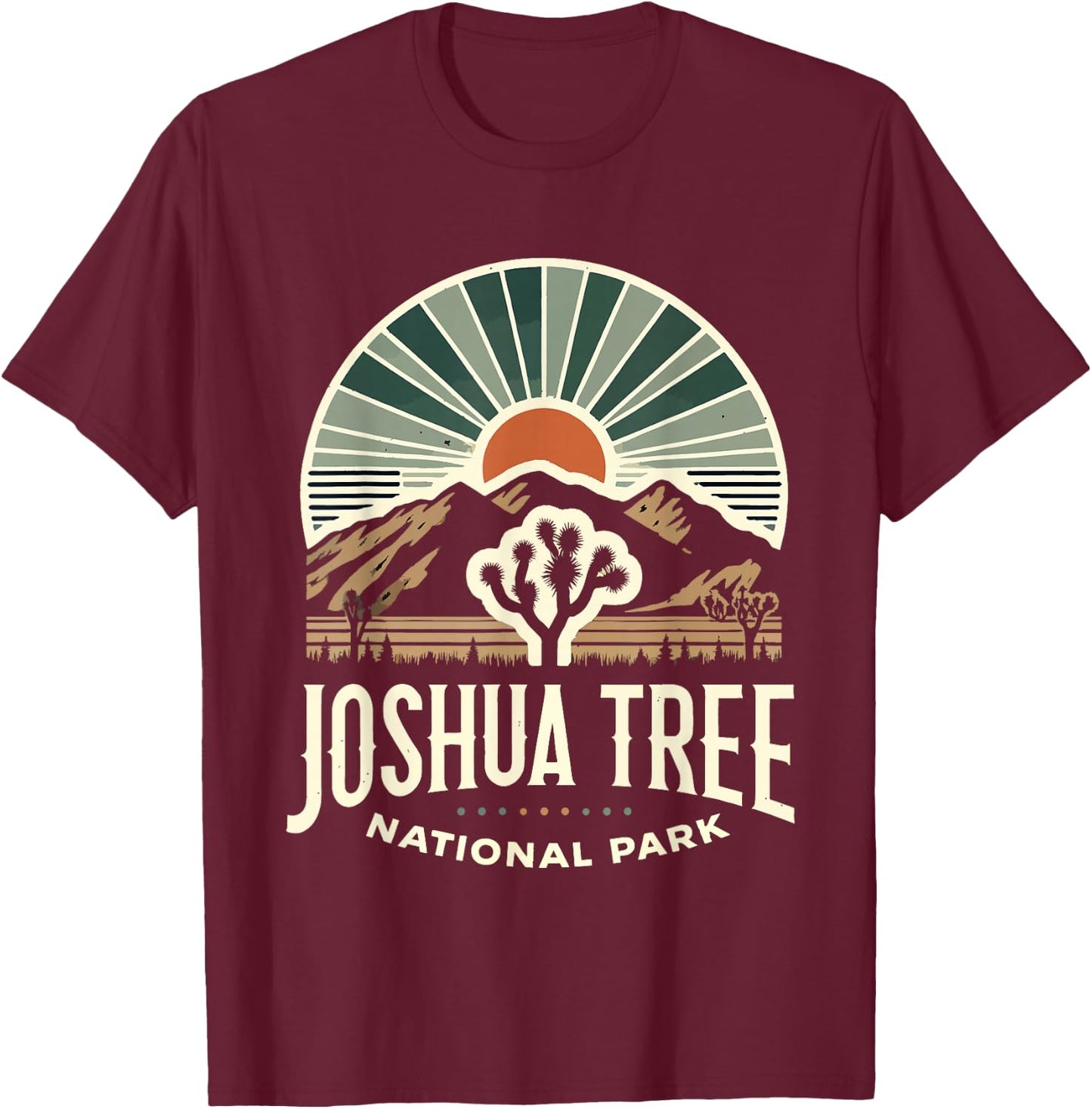 Joshua Tree National Park Vintage Hiking Camping Outdoors T-Shirt - T-Shirt | Maroon