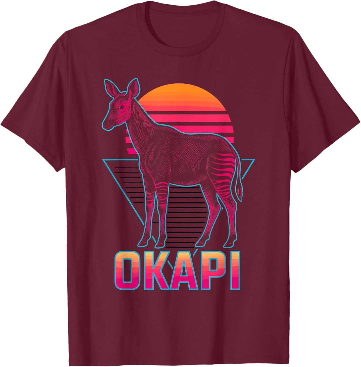Okapi Retro T-Shirt - T-Shirt | Maroon