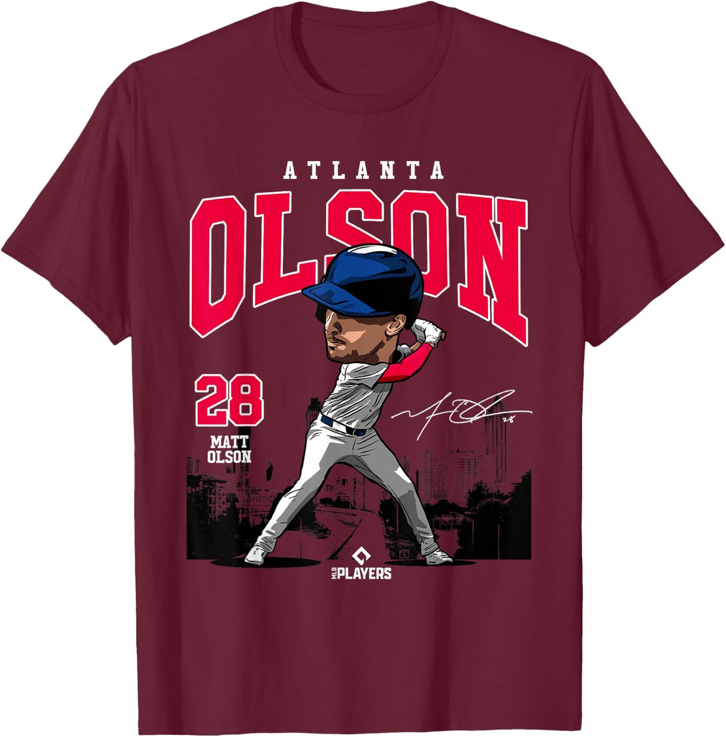 Matt Olson | Atlanta Baseball MLB Players | MLBOLS4027 T-Shirt - T-Shirt | Maroon