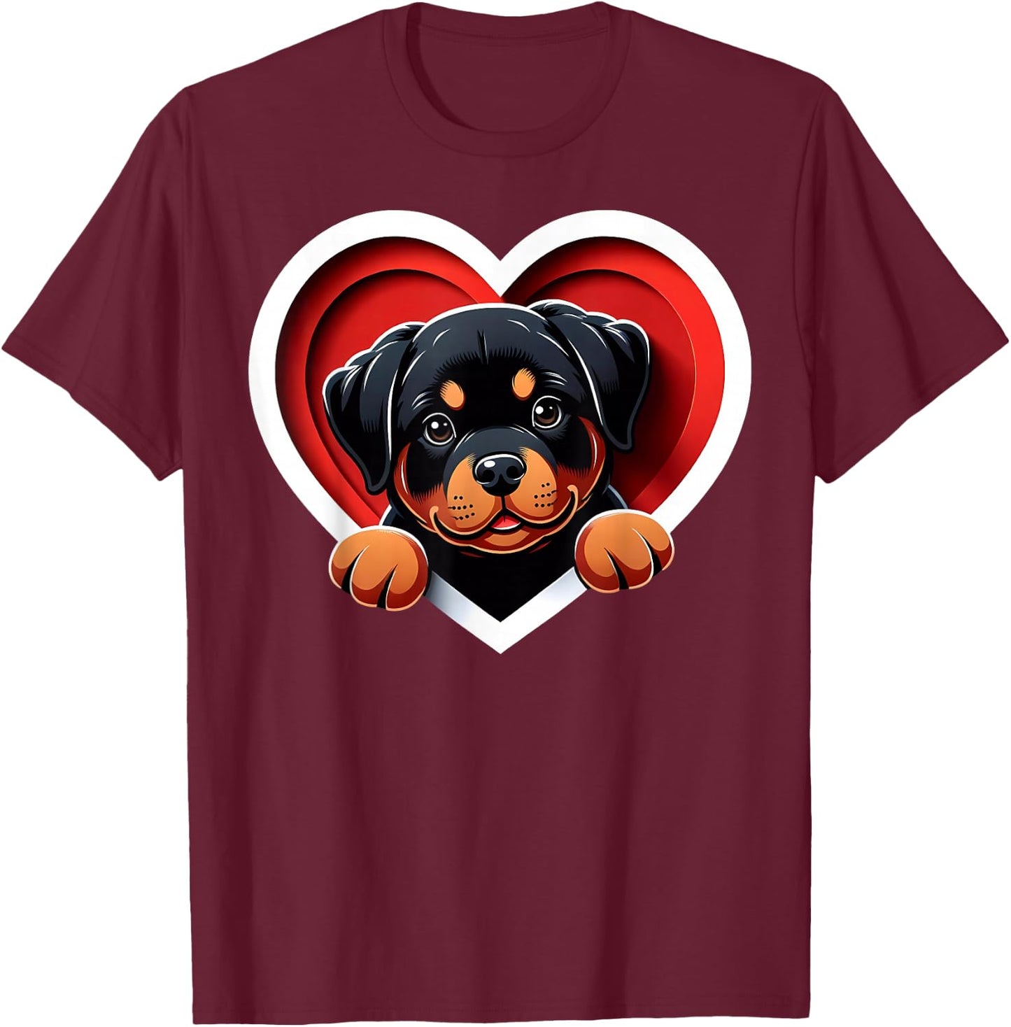 Rottweiler Heart Cute Rottie Puppy Dog Lover T-Shirt - T-Shirt | Maroon