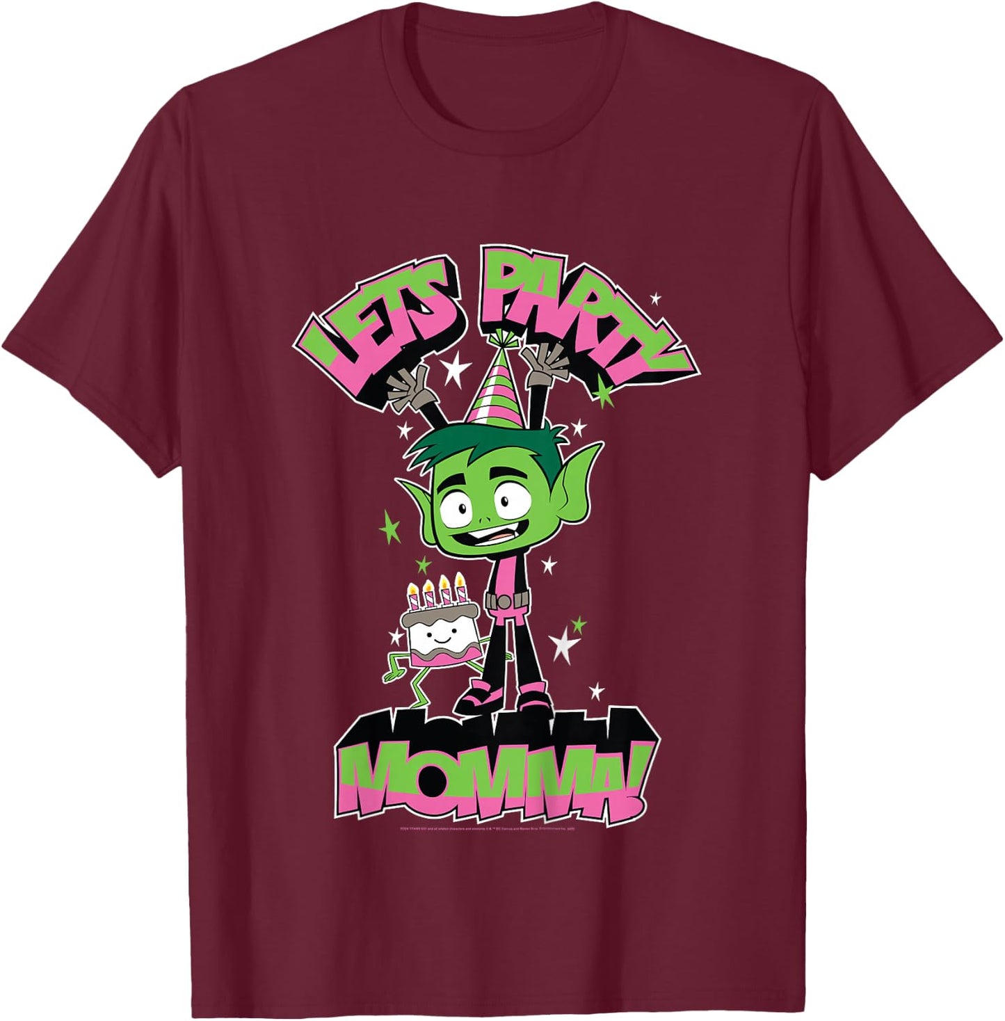 Kids DC Comics Teen Titans Go! Beast Boy Let's Party Momma T-Shirt - T-Shirt | Maroon