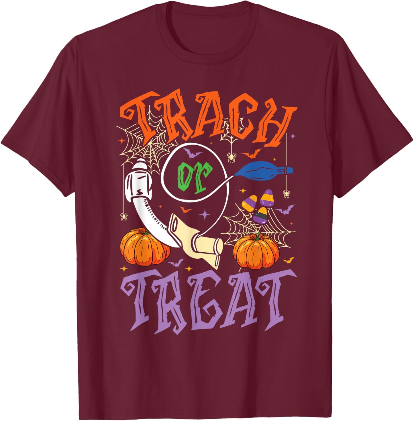 Respiratory Therapist Trach or Treat ICU RN Halloween Nurse T-Shirt - T-Shirt | Maroon