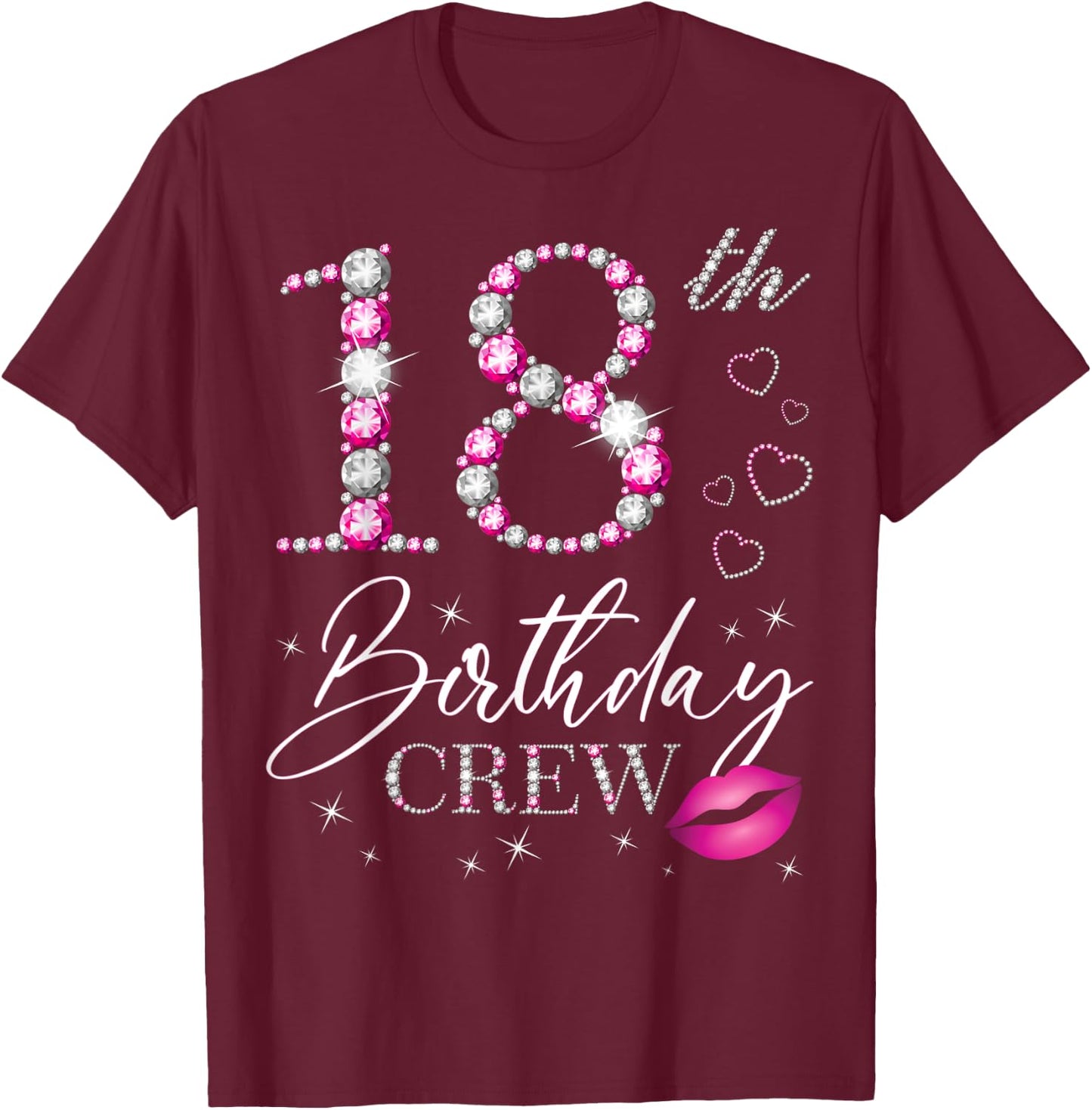 18th Birthday Crew 18th Birthday Squad 18 Years Old Bday T-Shirt - T-Shirt | Maroon