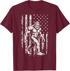 Bigfoot US Flag 4th of July T-Shirt - T-Shirt | Maroon