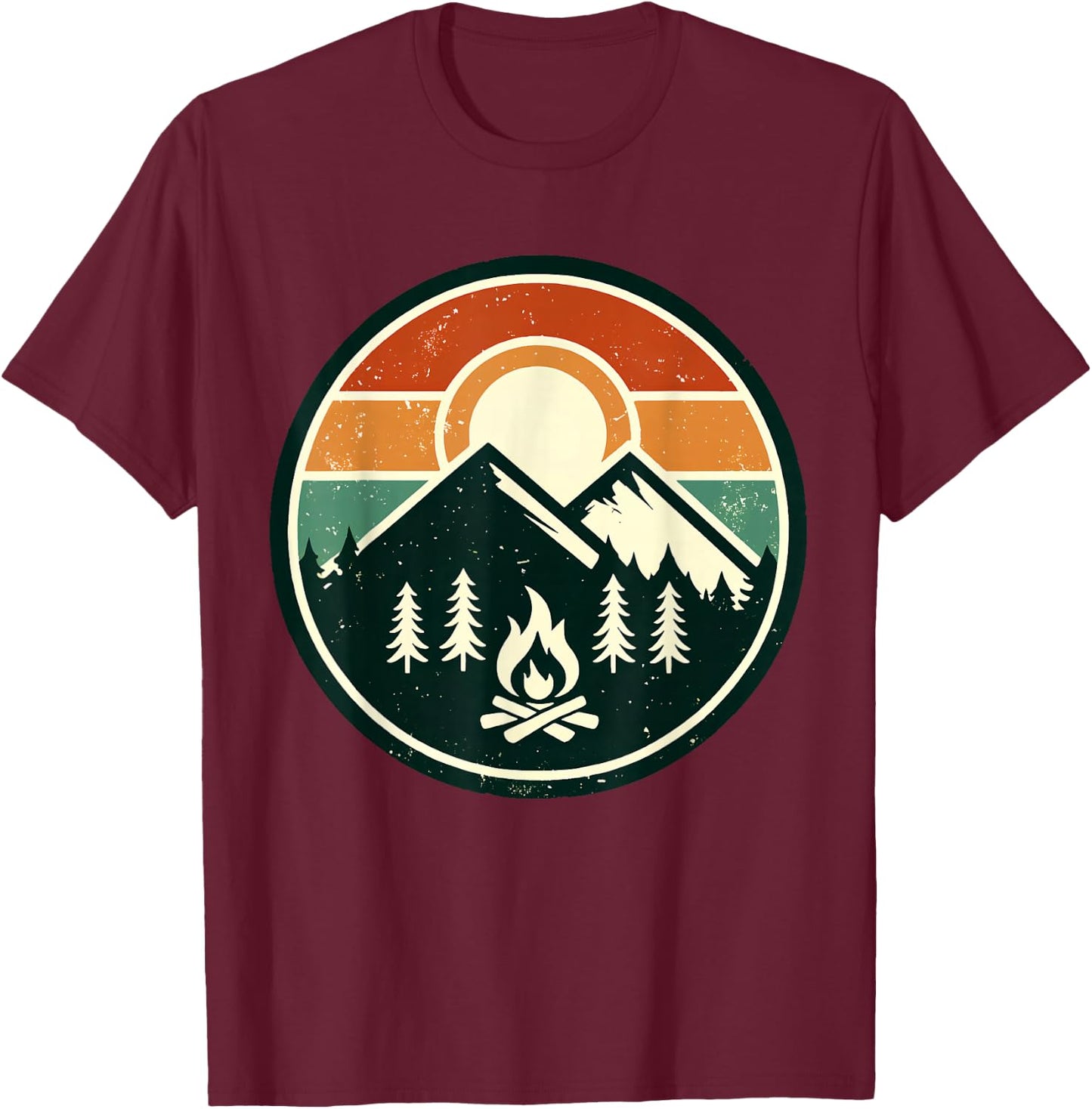 Retro Vintage Campfire Camping Camper Outdoor Camp Men Women T-Shirt - T-Shirt | Maroon
