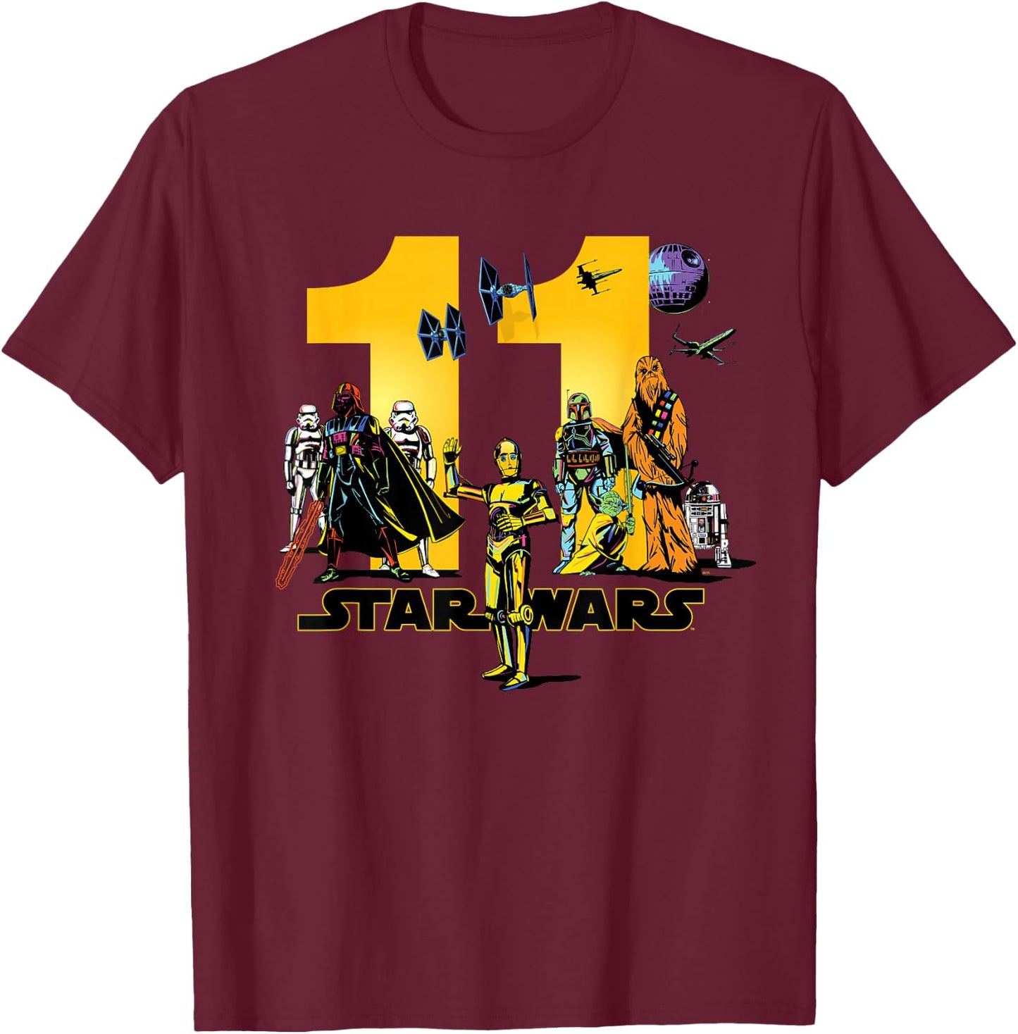 Star Wars Classic Characters Eleventh Birthday 11 Years Old T-Shirt - T-Shirt | Maroon