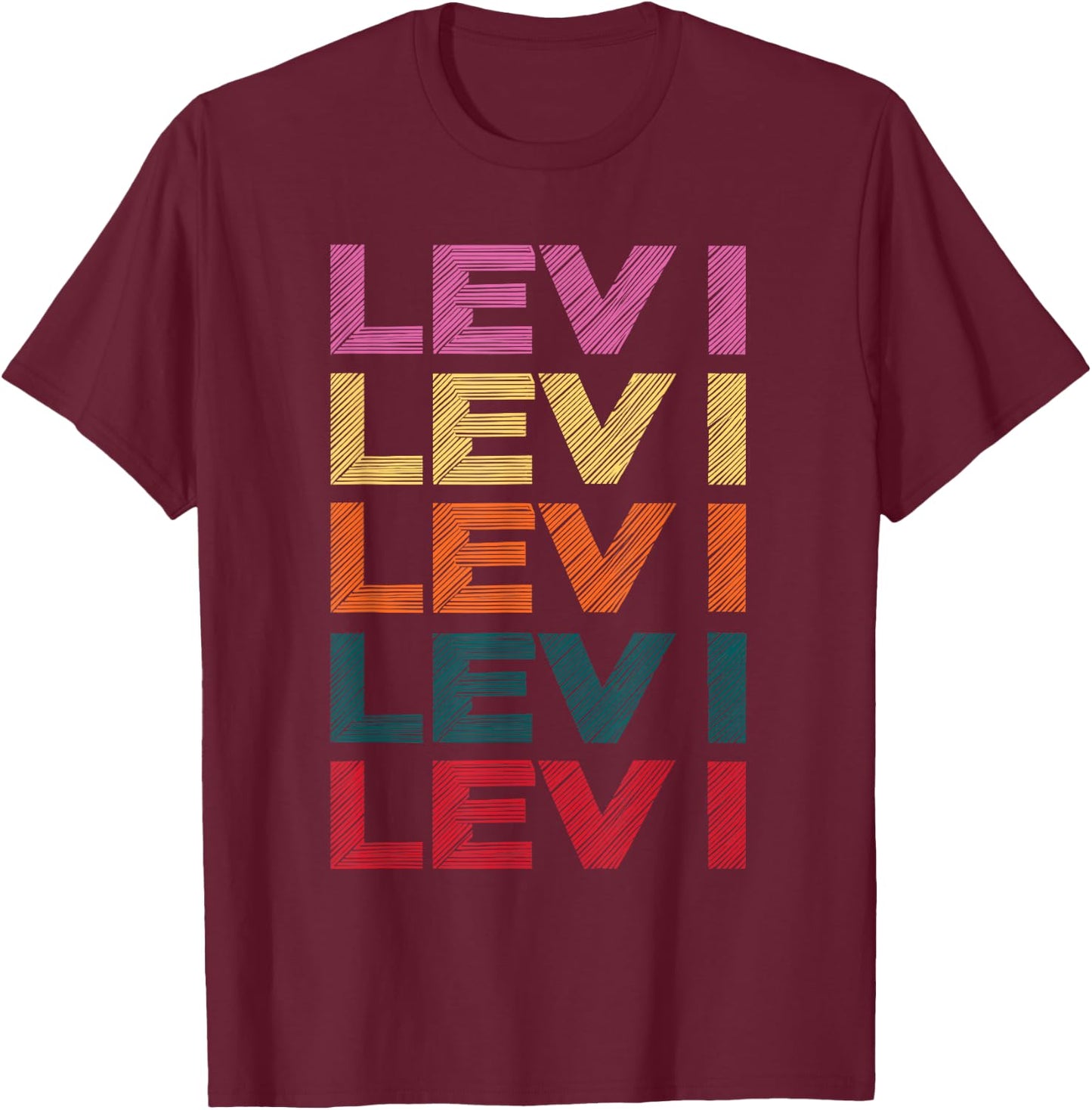 Levi Name Personalized Funny Retro Vintage T-Shirt - T-Shirt | Maroon
