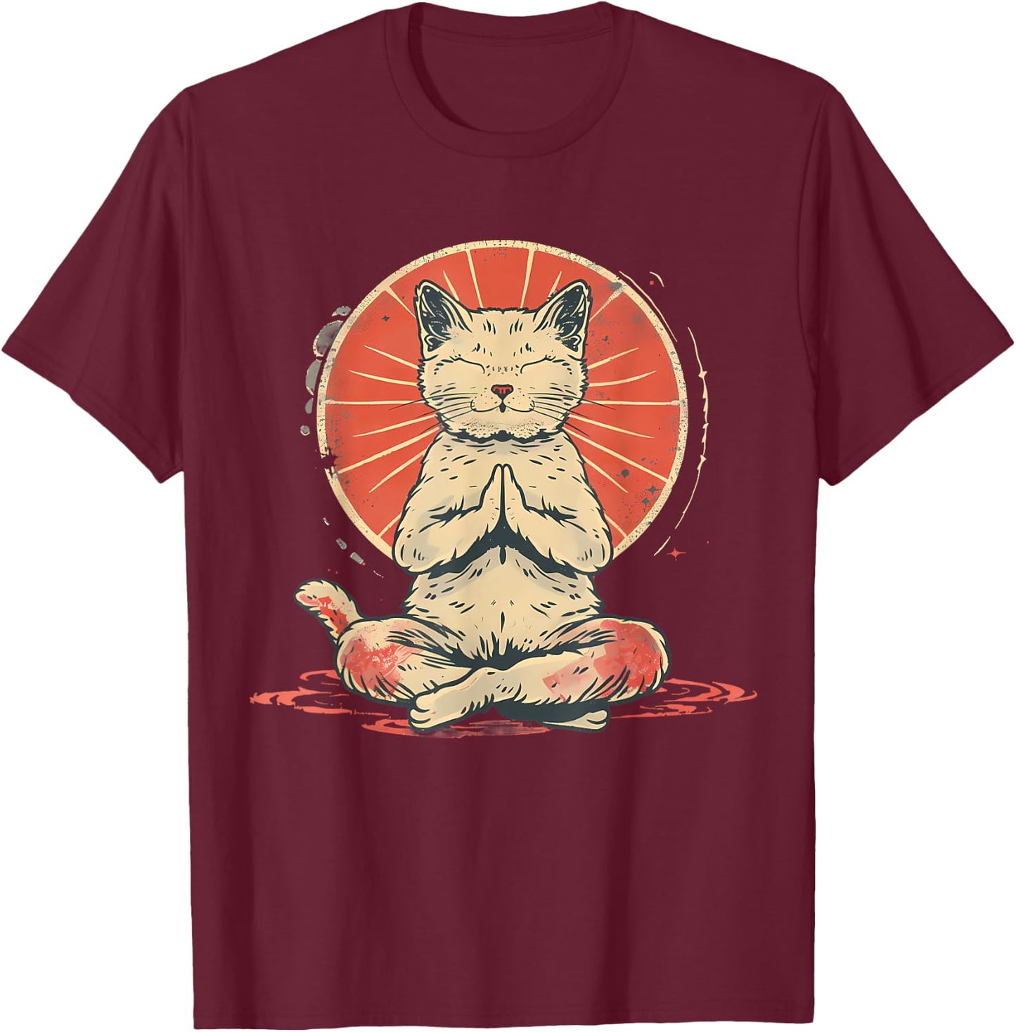 Cat Meditation Zen Buddha Spirituality Hindu Buddhist Women Kids T-Shirt - T-Shirt | Maroon