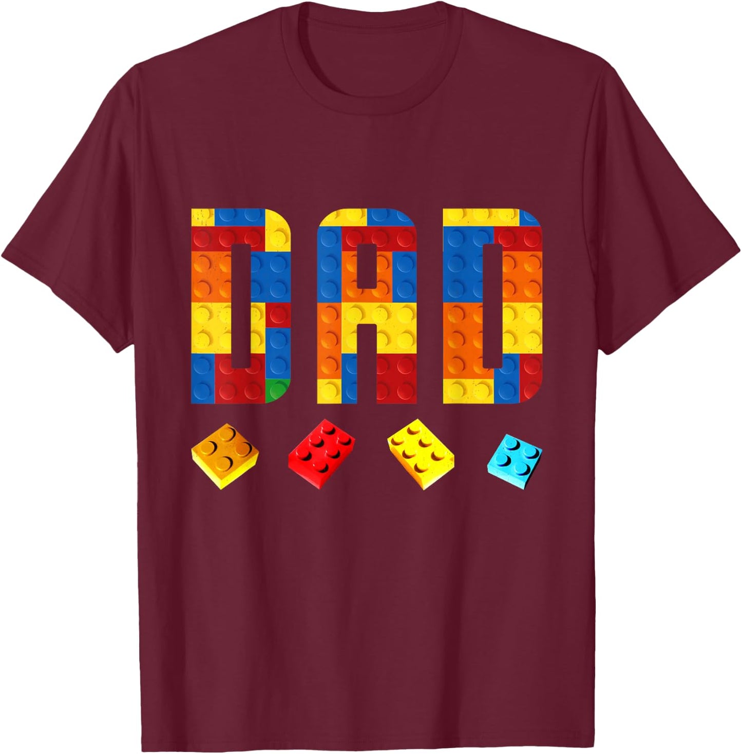 Dad Master Builder Building Blocks Birthday Family Matching T-Shirt - T-Shirt | Maroon