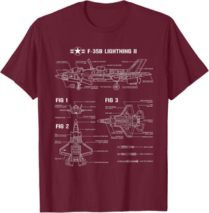 Blueprint for Camouflage Hunter F35 Lightning T-Shirt - T-Shirt | Maroon