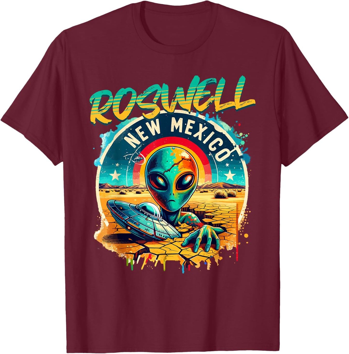 Roswell New Mexico Alien UFO T-Shirt - T-Shirt | Maroon
