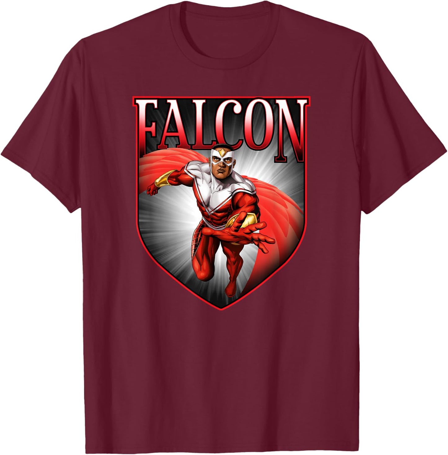 Marvel Avengers Falcon Graphic Comic Color Badge T-Shirt - T-Shirt | Maroon