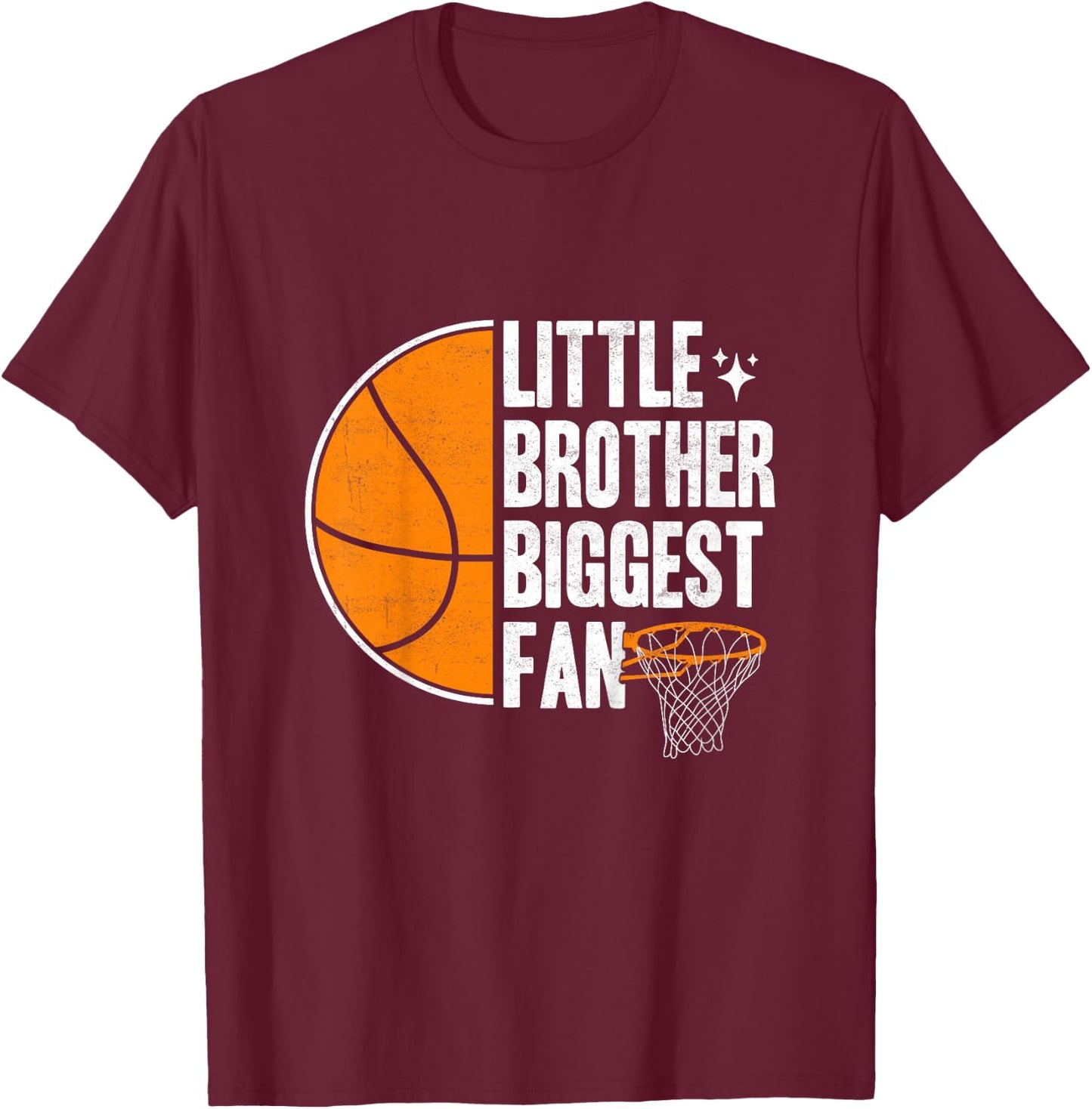 Kids Basketball Little brother Biggest Fan Basketball brother T-Shirt - T-Shirt | Maroon