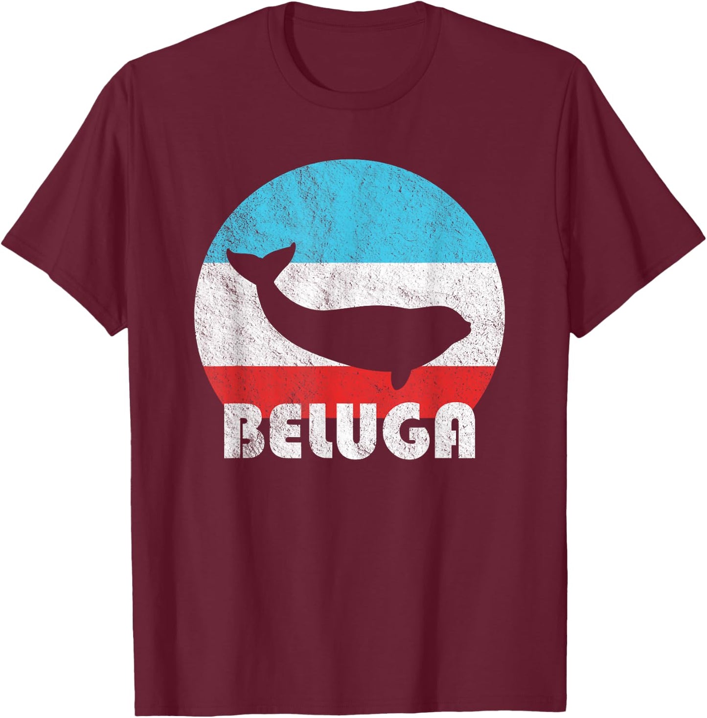 Beluga Whale Vintage Retro Silhouette Gift T-Shirt - T-Shirt | Maroon