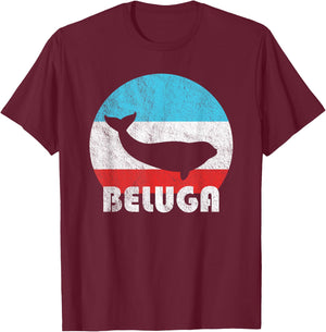Beluga Whale Vintage Retro Silhouette Gift T-Shirt - T-Shirt | Maroon