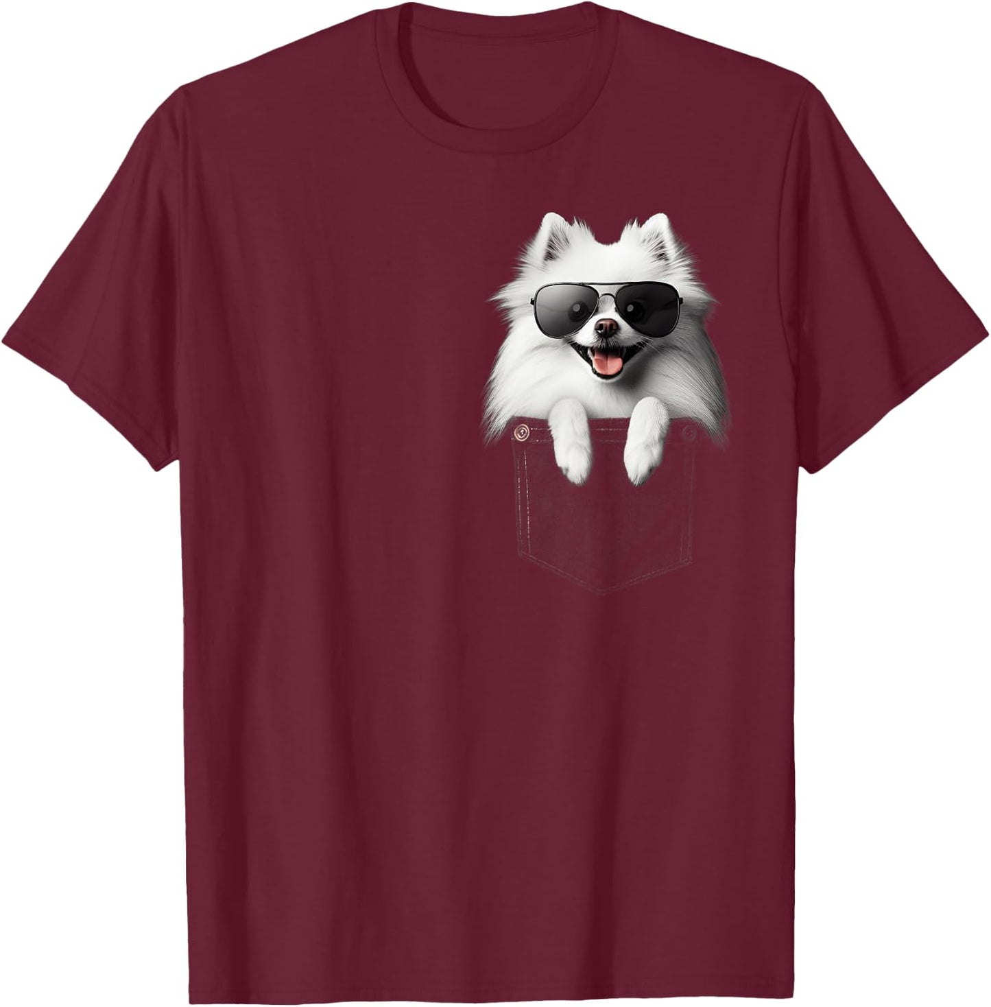 Pocket American Eskimo Dog Cute Dog Lover Owner Gift T-Shirt - T-Shirt | Maroon