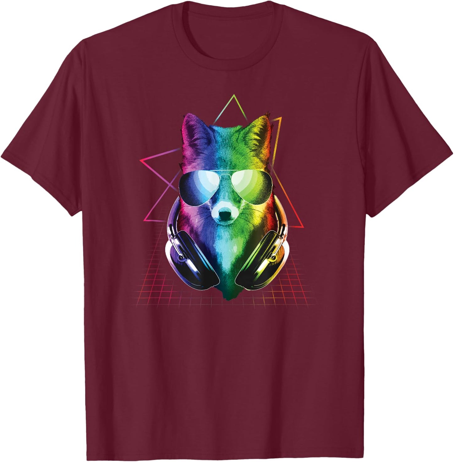Fox Shirt, DJ Music Rave Shirt, Fox Art T-Shirt - T-Shirt | Maroon