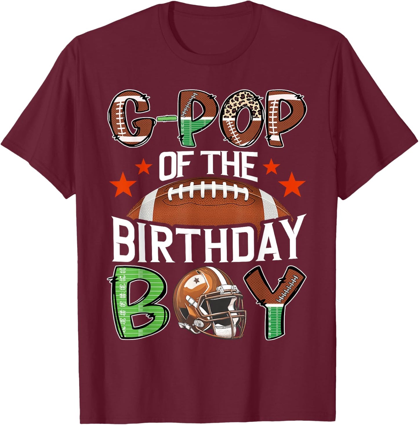 G-Pop Of The Birthday Boy Game Day Football T-Shirt - T-Shirt | Maroon