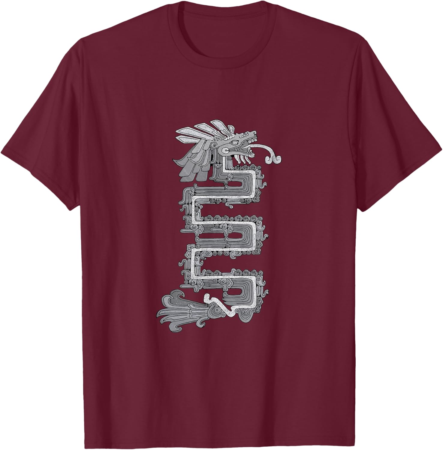 Quetzalcoatl Feathered Serpent (version A) T-Shirt - T-Shirt | Maroon
