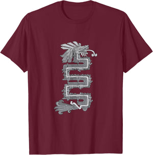 Quetzalcoatl Feathered Serpent (version A) T-Shirt - T-Shirt | Maroon