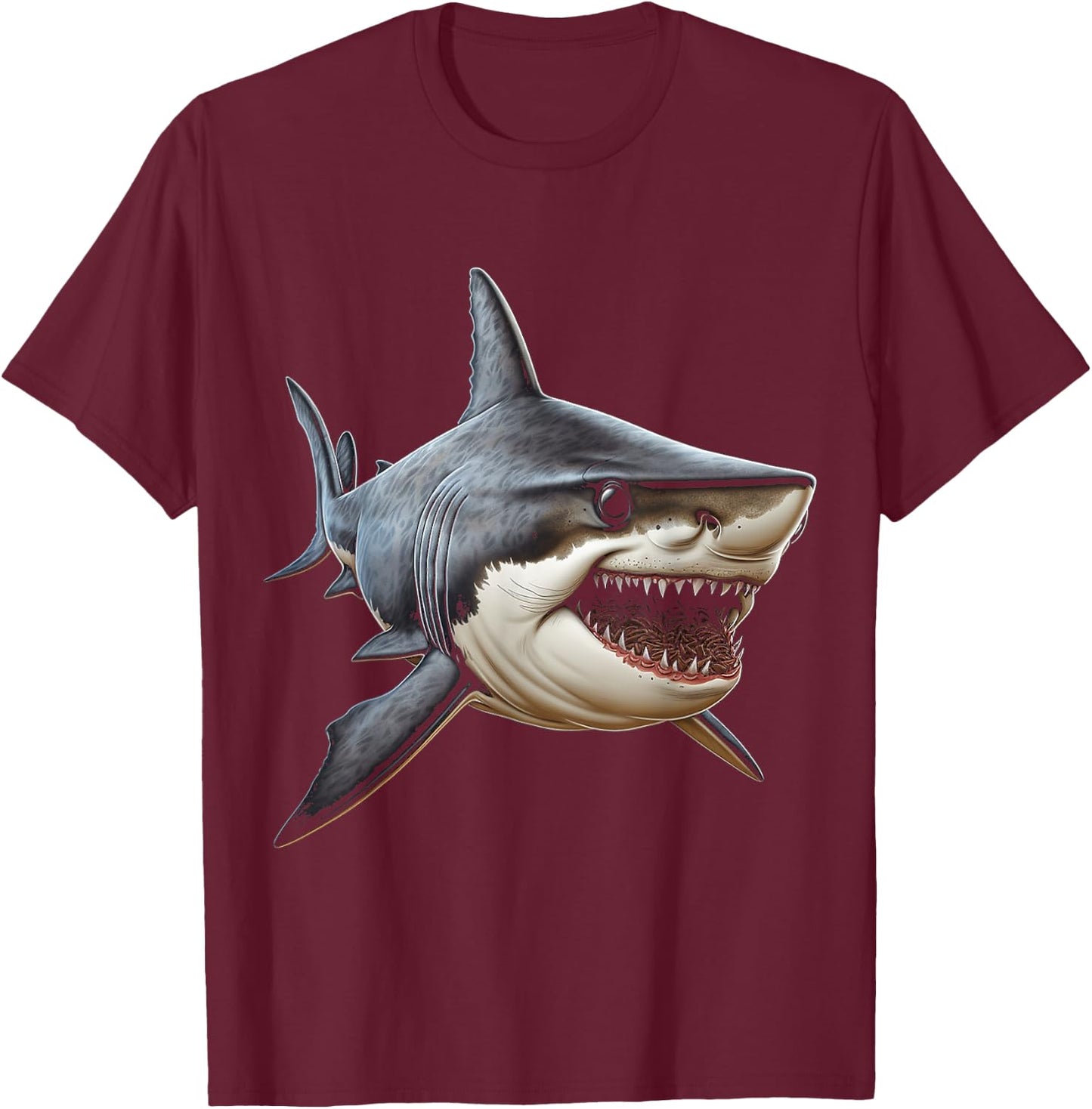 Shark Animal Motif Art Shark T-Shirt - T-Shirt | Maroon