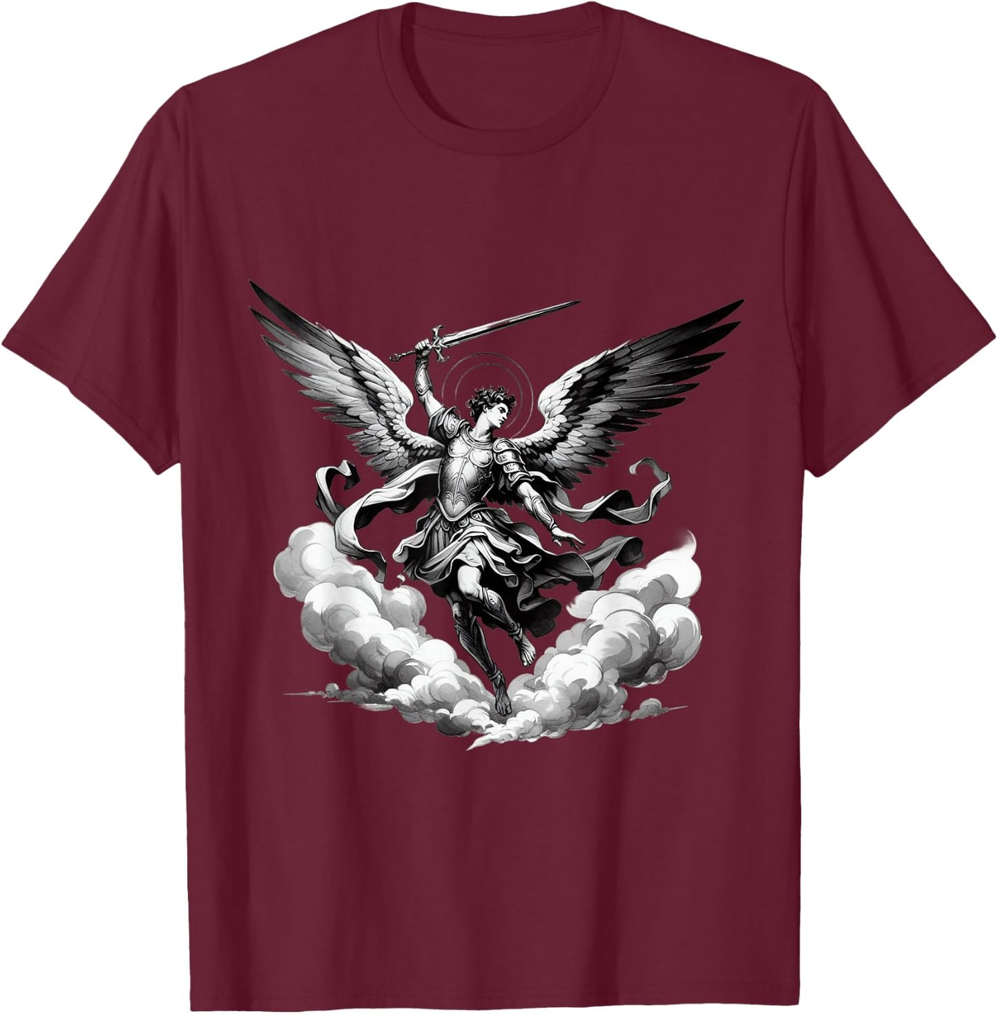 Saint Michael Archangel Catholic Angel Defend Us Christian T-Shirt - T-Shirt | Maroon