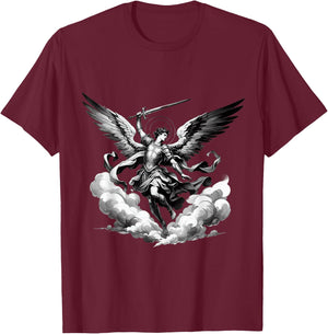 Saint Michael Archangel Catholic Angel Defend Us Christian T-Shirt - T-Shirt | Maroon