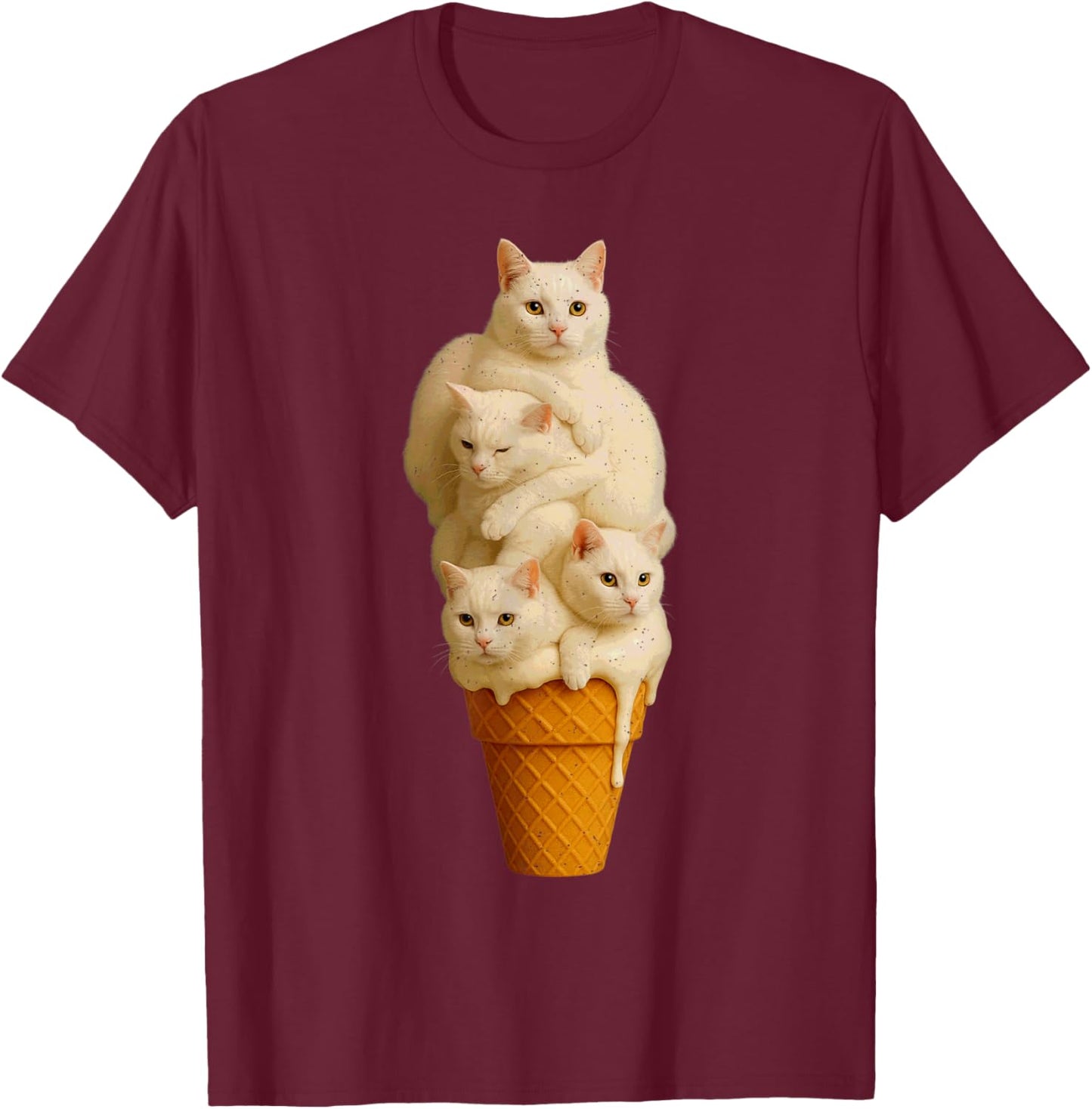 Cat Ice Cream Cute Pet Kitten Lover Feline Summer Vibes T-Shirt - T-Shirt | Maroon