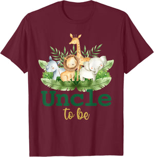 Soon To Be Uncle Jungle Animals Safari Baby Reveal T-Shirt - T-Shirt | Maroon