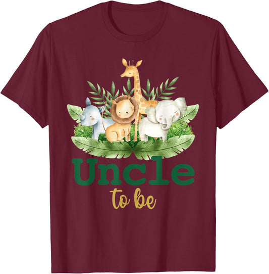 Soon To Be Uncle Jungle Animals Safari Baby Reveal T-Shirt - T-Shirt | Maroon