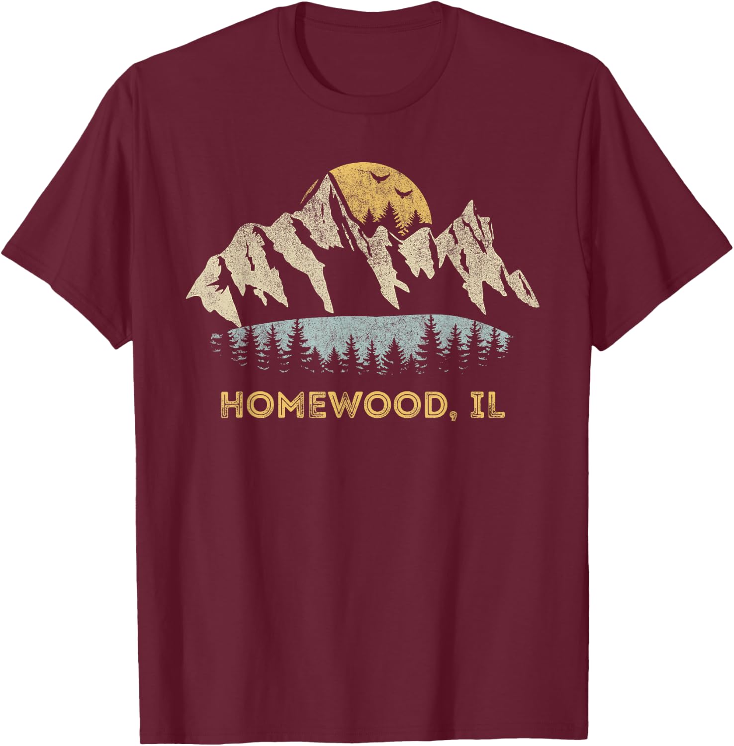 Homewood Illinois Mountain Sunset Sunrise IL T-Shirt - T-Shirt | Maroon