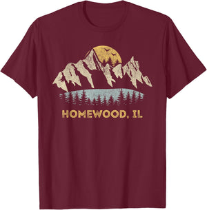 Homewood Illinois Mountain Sunset Sunrise IL T-Shirt - T-Shirt | Maroon
