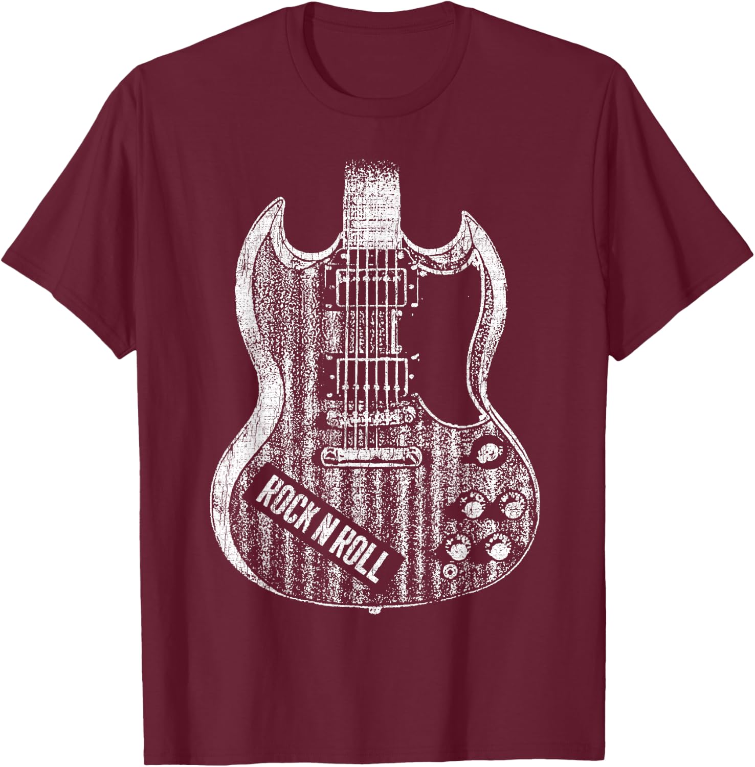 Rock and Roll Guitar Vintage ROCK Music T-Shirt - T-Shirt | Maroon