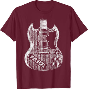 Rock and Roll Guitar Vintage ROCK Music T-Shirt - T-Shirt | Maroon