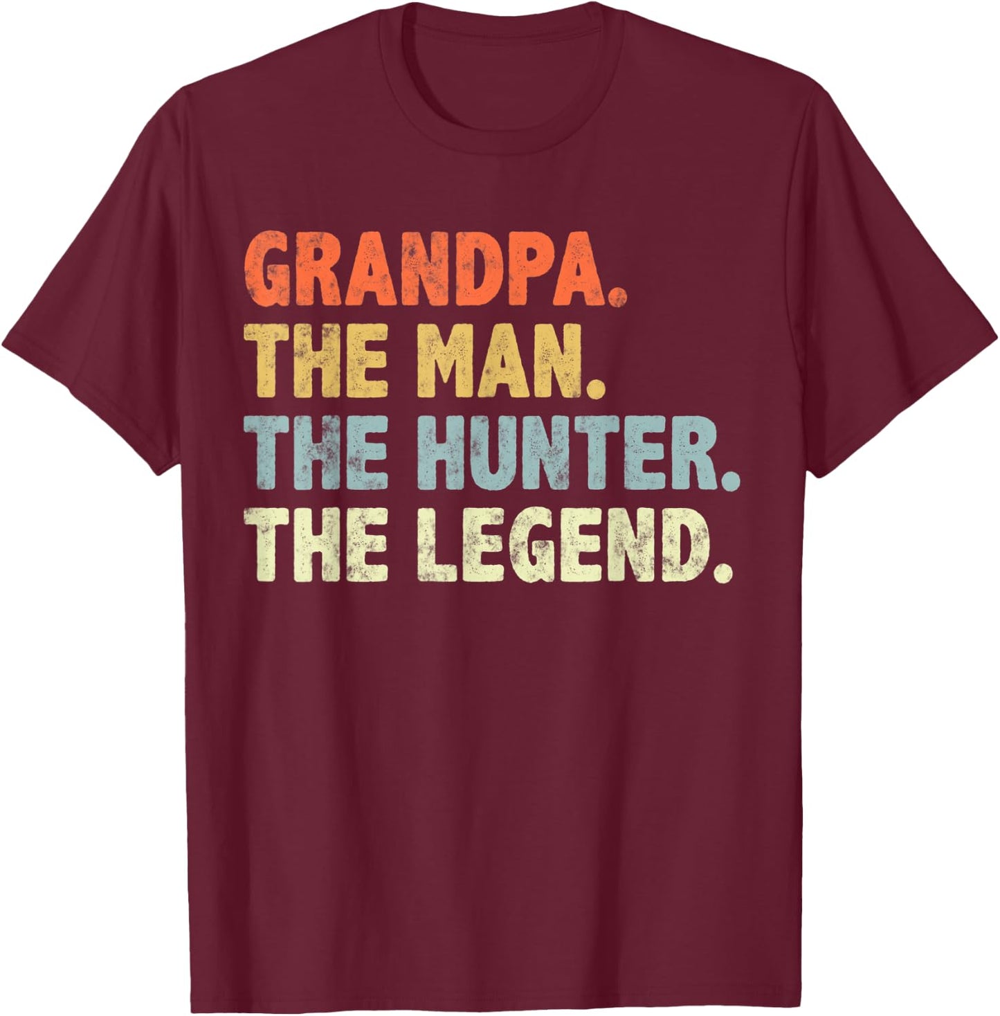 Retro style Funny Grandpa The Man Duck Deer hunting Legend T-Shirt - T-Shirt | Maroon