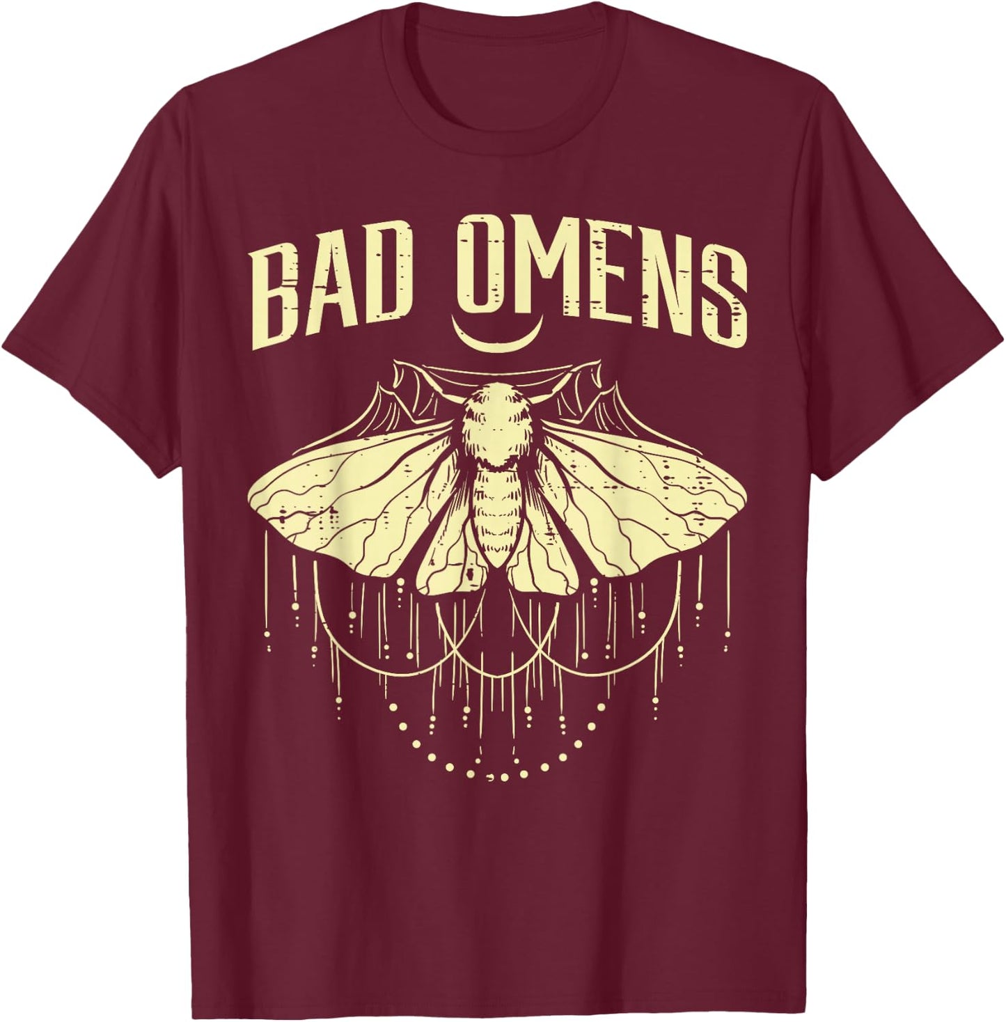 Moth Bad Omens Funny Myth Superstitions Women Men Kids Youth T-Shirt - T-Shirt | Maroon