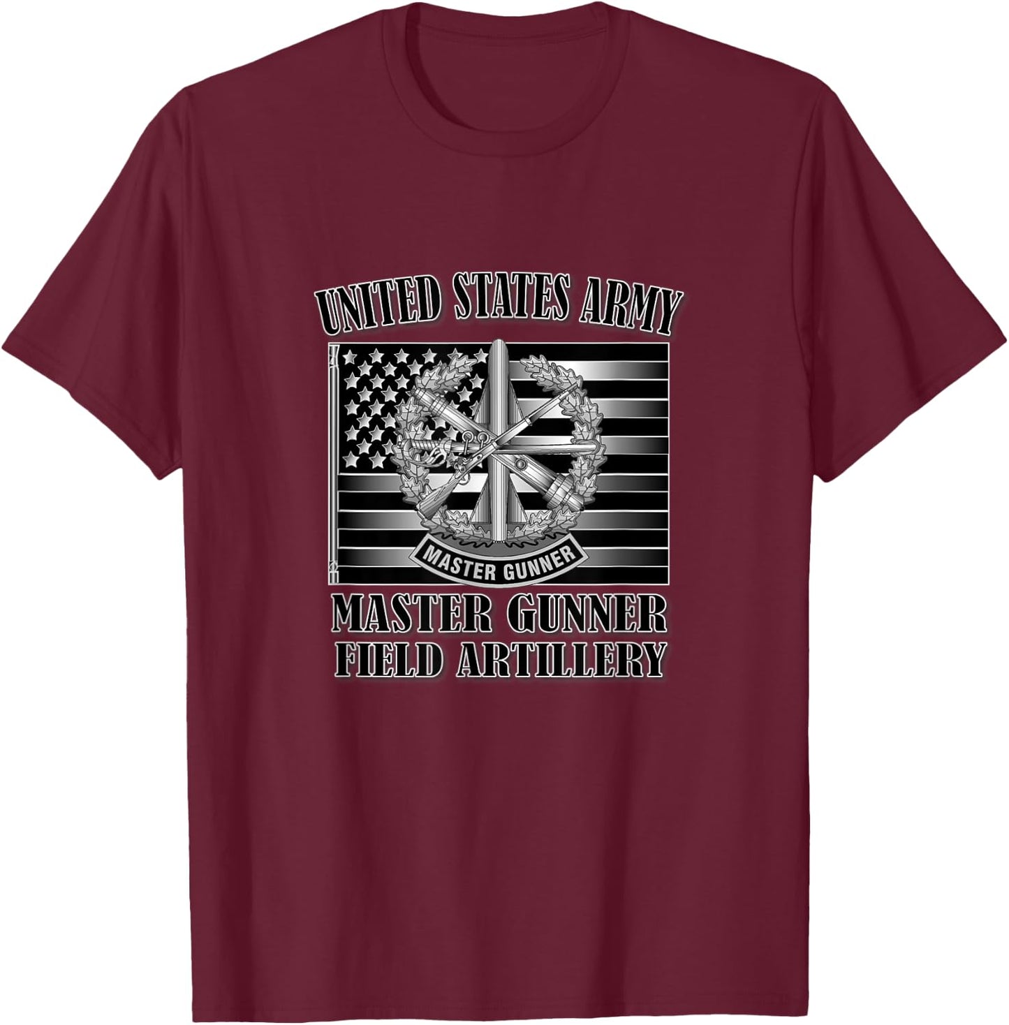 Master Gunner- Field Artillery (Front Design) T-Shirt - T-Shirt | Maroon
