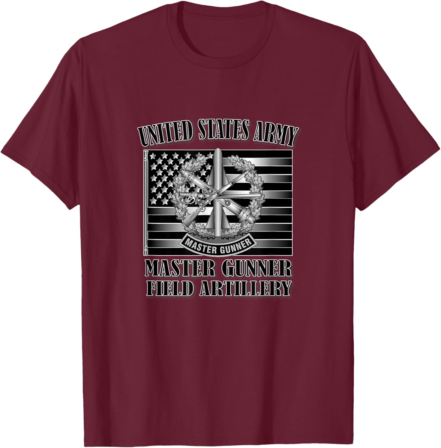Master Gunner- Field Artillery (Front Design) T-Shirt - T-Shirt | Maroon