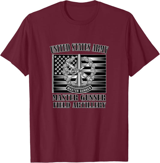 Master Gunner- Field Artillery (Front Design) T-Shirt - T-Shirt | Maroon