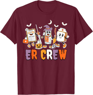 Retro ER Crew Emergency Room Emergency Department Halloween T-Shirt - T-Shirt | Maroon