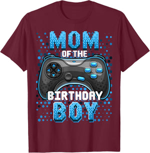 Mom of the Birthday Boy Matching Video Gamer Birthday Party T-Shirt - T-Shirt | Maroon